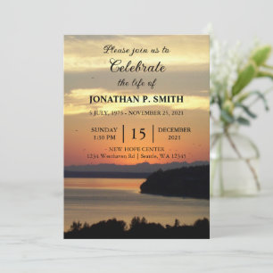 Orange Seascape Sunset Celebration of Life Invitation