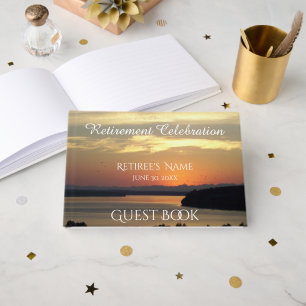 Orange Seascape Sunset Retirement Guest Book