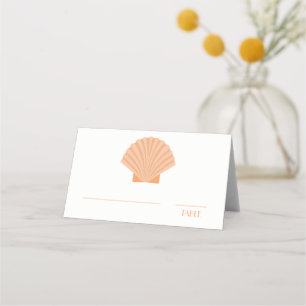 Orange Seashell Beach Wedding Escort Place Card