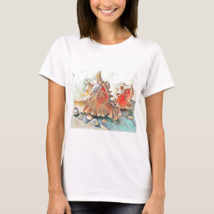Orange Seashells on beach watercolor painting T-Shirt