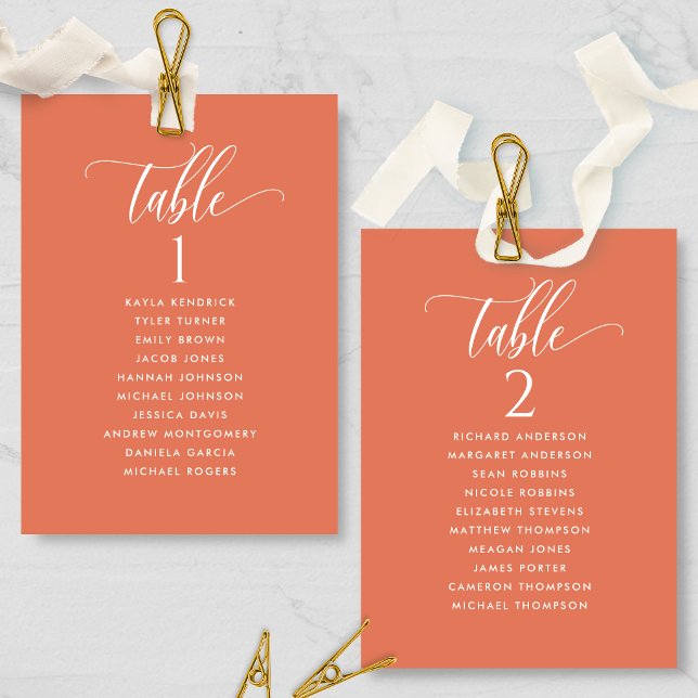 Orange, Seating Plan Cards with Guest Names (Creator Uploaded)