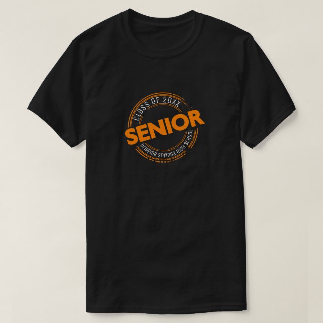 Orange Senior Class of Distressed Badge T-Shirt (Design Front)