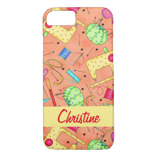 Orange Sewing Notions Art Name Personalised iPhone 8/7 Case