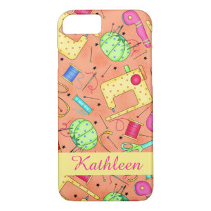 Orange Sewing Notions Art Name Personalised Case-Mate iPhone Case