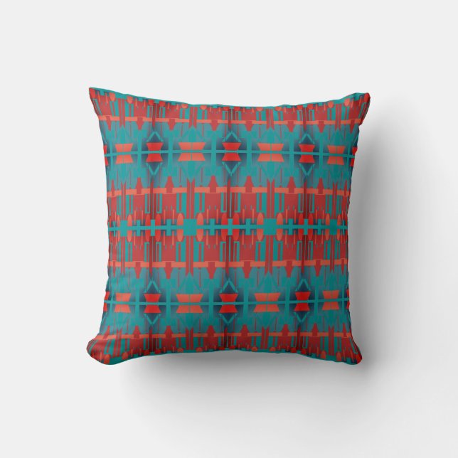 Orange Shades Teal Horizontal Mediterranean Rows Cushion (Front)