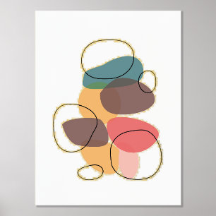 Orange Shapes Artistic Composition Foil Prints