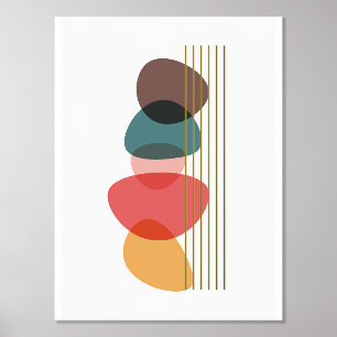 Orange Shapes Artistic Modern Composition Foil Prints