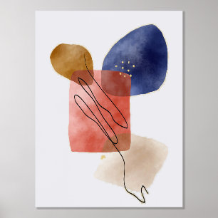 Orange Shapes Hand-Drawn Watercolor Abstract Art 1 Foil Prints