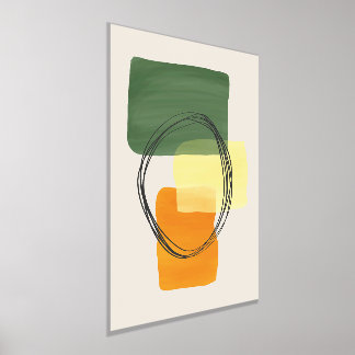 Orange Shapes Hand-Drawn Watercolors Modern Art 2 Foil Prints