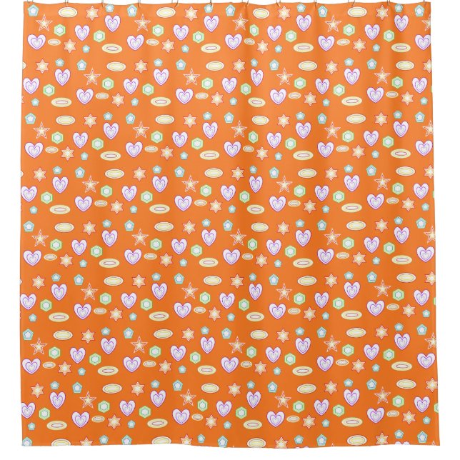 Orange Shapes  Shower Curtain (Front)