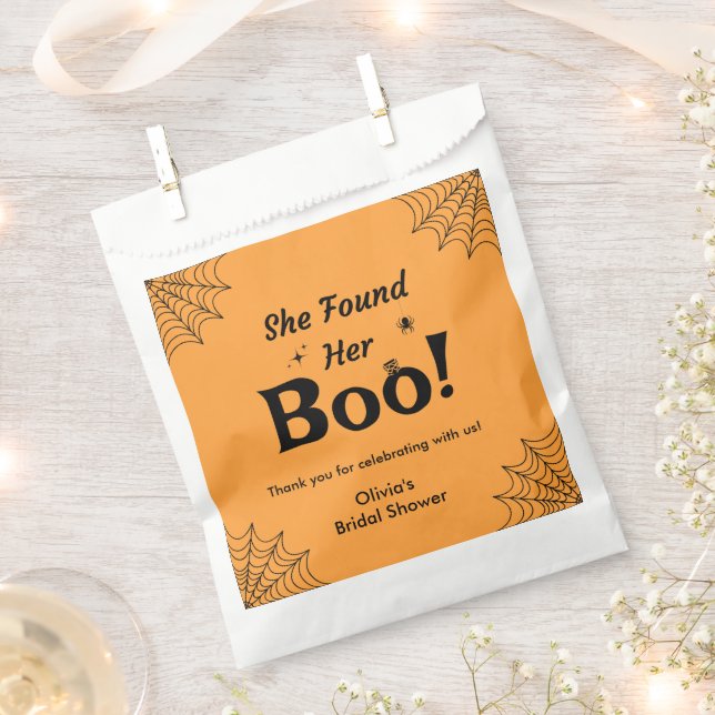 Orange She Found Her Boo Halloween Bridal Shower  Favour Bags (Clipped)
