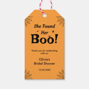 Orange She Found Her Boo Halloween Bridal Shower Gift Tags