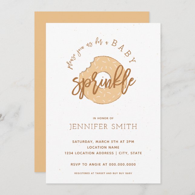 Orange Sherbert Baby Sprinkle Invitation (Front/Back)