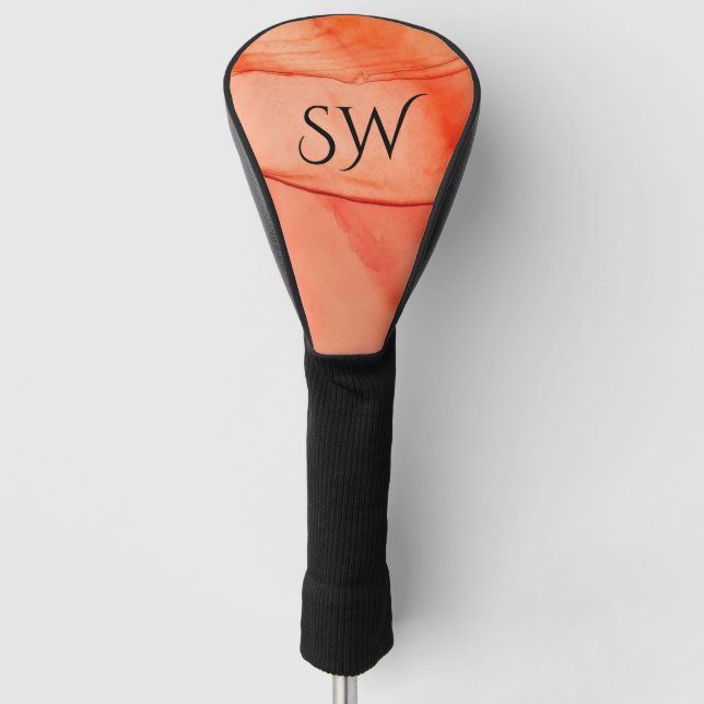 Orange Sherbet Monogram Golf Head Cover (Front)