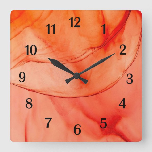 Orange Sherbet Square Wall Clock (Front)