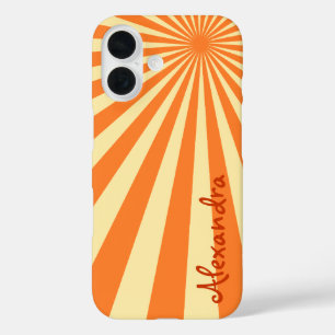 Orange Sherbet Sunburst "Add Your Name" iPhone 16 Case