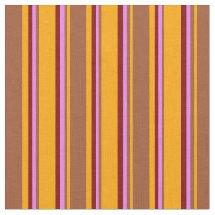 Orange, Sienna, Violet & Maroon Stripes Pattern Fabric