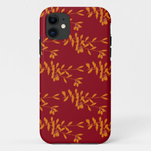 Orange silhouette branch leaves on red Case-Mate iPhone case