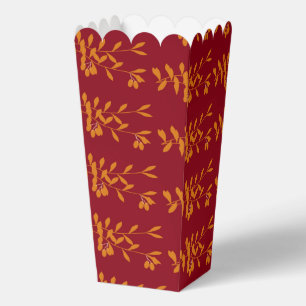 Orange silhouette branch leaves on red favour box