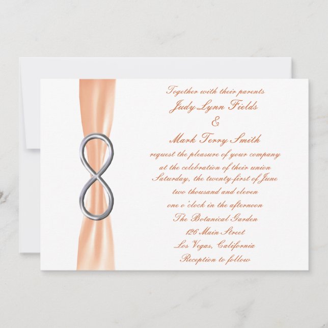 Orange Silver Infinity Wedding Invitation (Front)