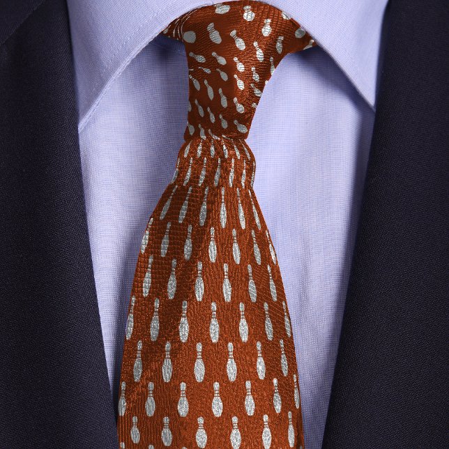 Orange Simple Bowling Pin Design Tie (Creator Uploaded)