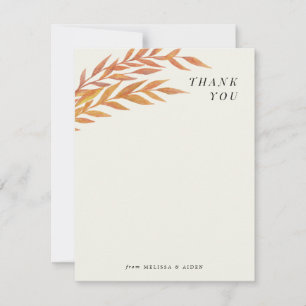 Orange Simple Branch Thank You Note Card