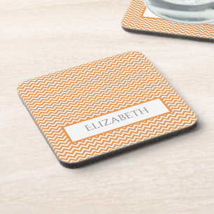 Orange Simple Chevron Beverage Coaster
