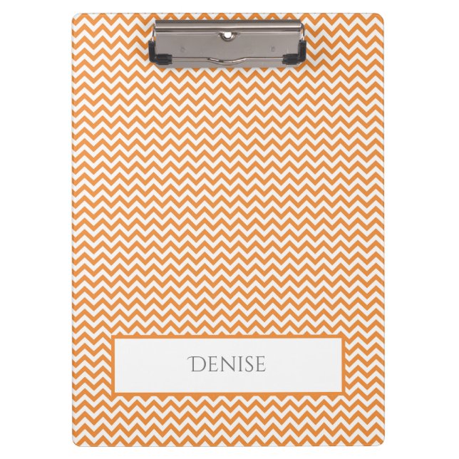 Orange Simple Chevron Personalised Clipboard (Front)