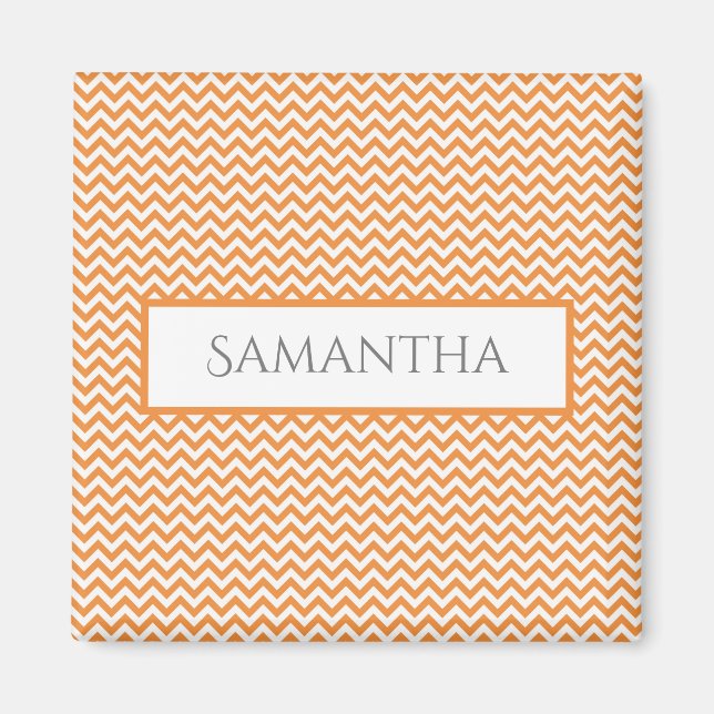 Orange Simple Chevron Personalised Magnet (Front)