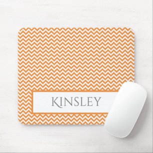 Orange Simple Chevron Personalised Mouse Pad