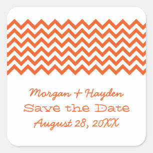 Orange Simple Chevron Save the Date Stickers