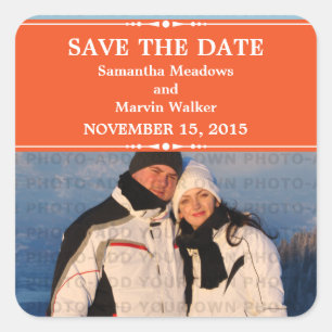 Orange Simple Chic Photo Save the Date Stickers