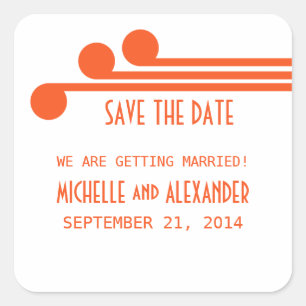Orange Simple Deco Chic Save the Date Stickers