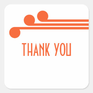 Orange Simple Deco Chic Thank You Stickers