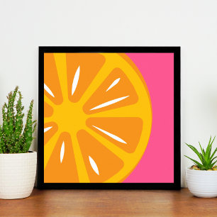Orange Simple Hot Pink Modern Fruit Illustration Poster