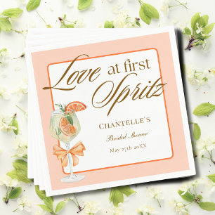 Orange Simple Love At First Spritz Bridal Shower  Napkin