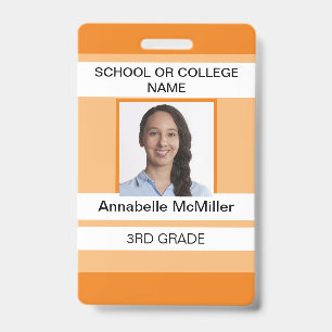 Orange Simple Teacher ID Badge