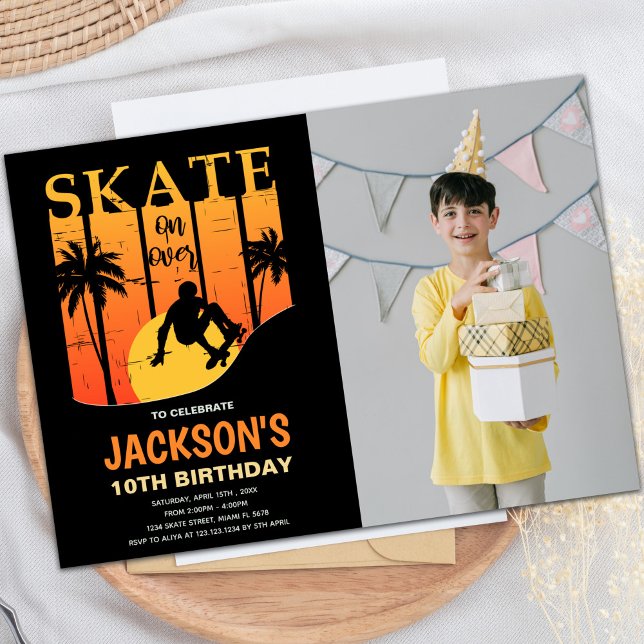 Orange Skateboard Birthday Invitations photo (Orange Skateboard Birthday Invitations photo)