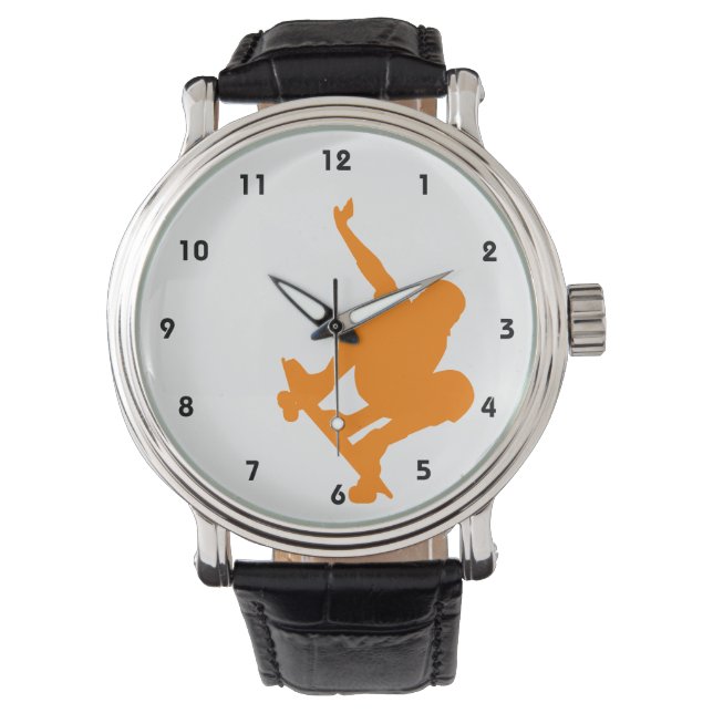 Orange Skater; Skateboard Watch (Front)