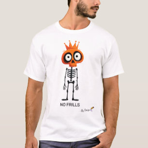 Orange Skeleton No Frills Ironic Design T-Shirt