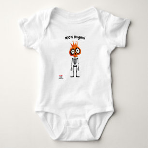 Orange Skeleton with Crown Fun Unisex Style Baby Bodysuit