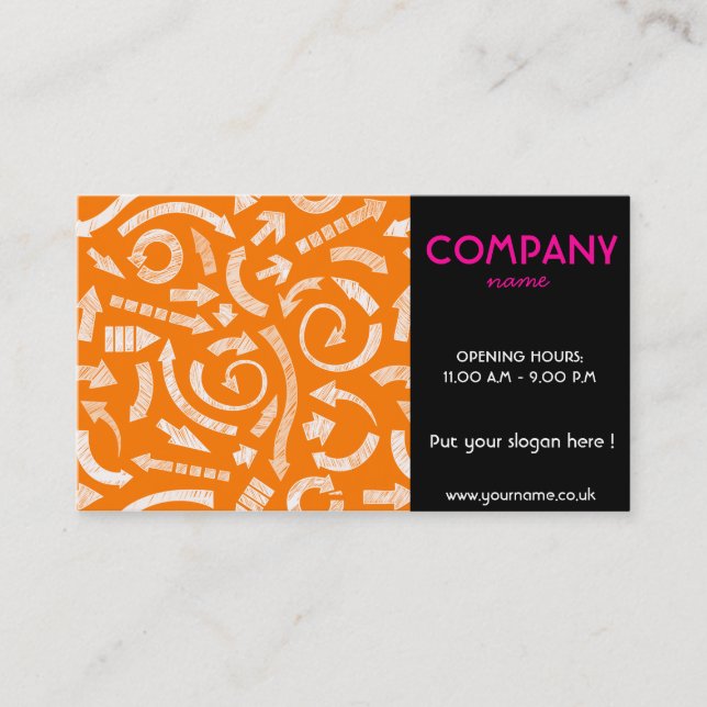 Orange Sketchy Arrows Business Card (Front)