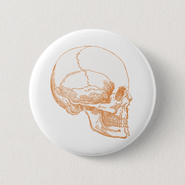 orange skull 6 cm round badge (Front)
