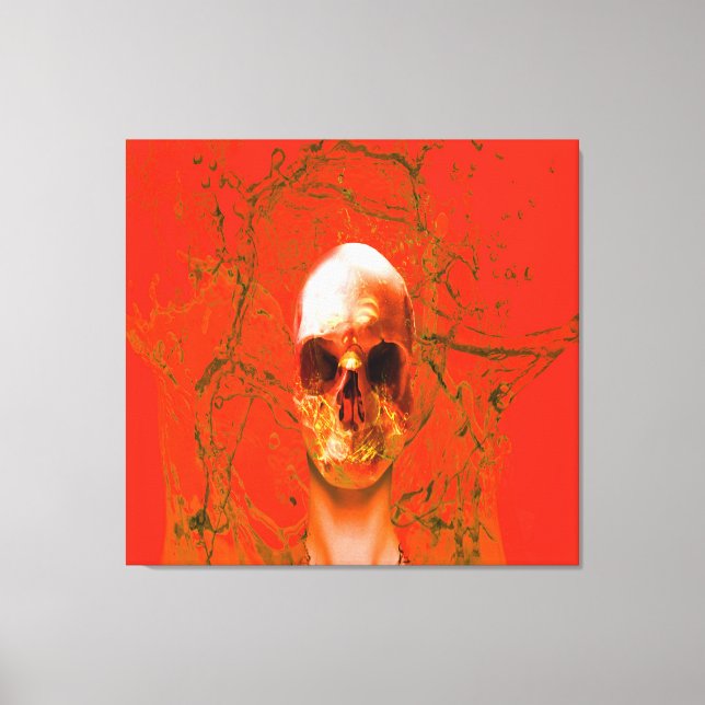 Orange Skull in Water Canvas Print (Front)
