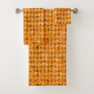 Orange Skulls and Sunflower Series Design 2 Bath Towel Set