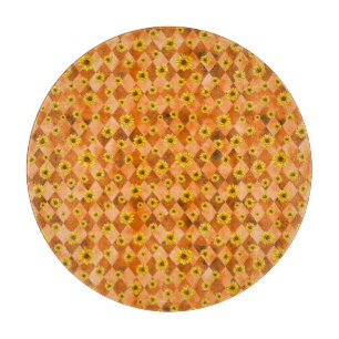 Orange Skulls and Sunflower Series Design 2   Cutting Board
