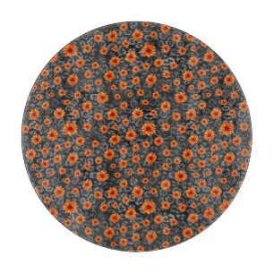 Orange Skulls and Sunflower Series Design 4 Cutting Board