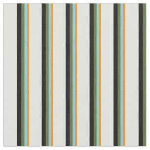 Orange, Sky Blue, Olive Green, Black & Light Cyan Fabric