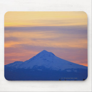 Orange Sky Snow Capped Blue Mountain Mouse Pad