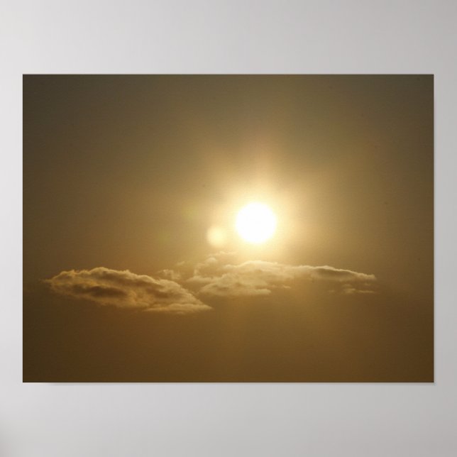 Orange Sky with Sun and Clouds Poster (Front)